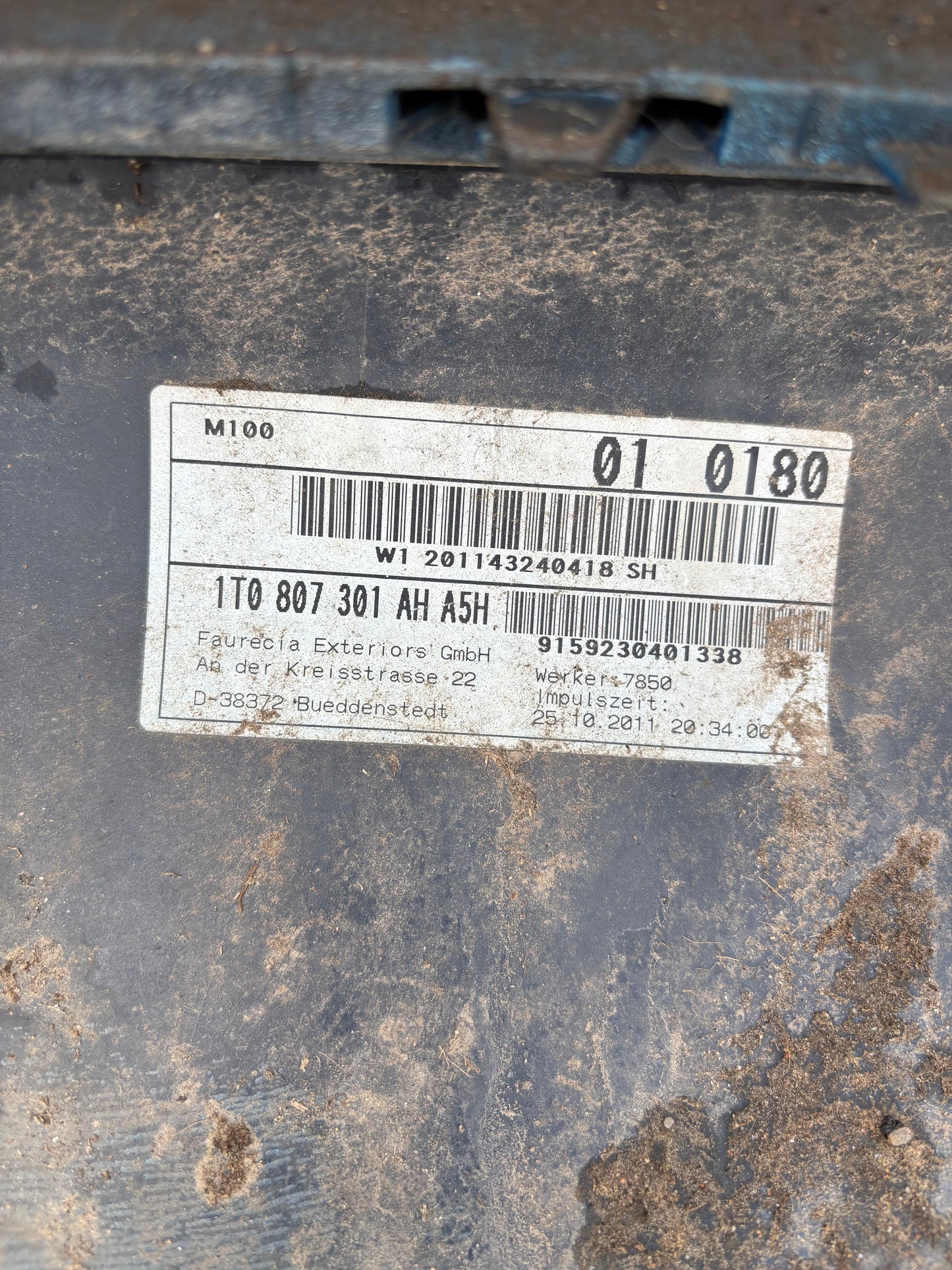 Pare Choc arrière bleu Volkswagen Touran 1T0