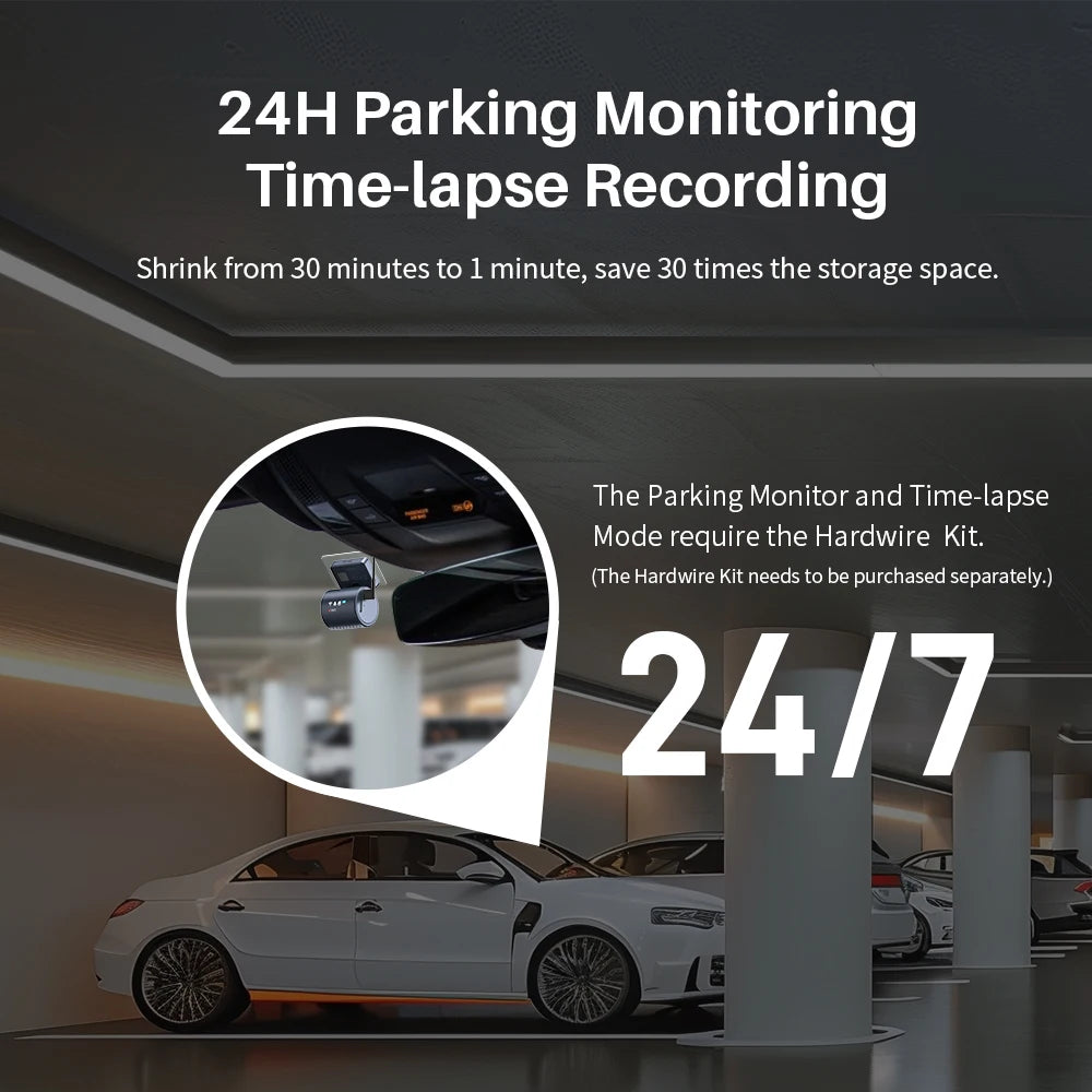 Dashcam KAWA MINI 3 Pro 2K — WiFi, commande vocale, surveillance parking 24h/24