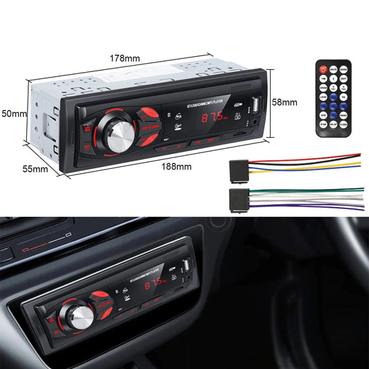 Autoradio Universel Bluetooth 4x15W avec Radio FM, USB, SD et Kit Mains Libres