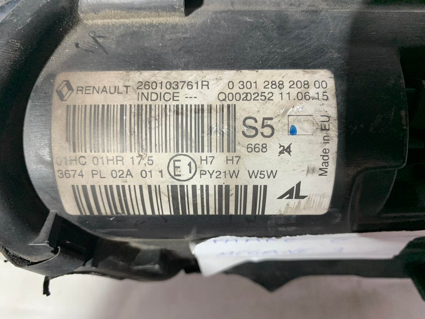 Phare avant droit Renault Megane 3 phase 3