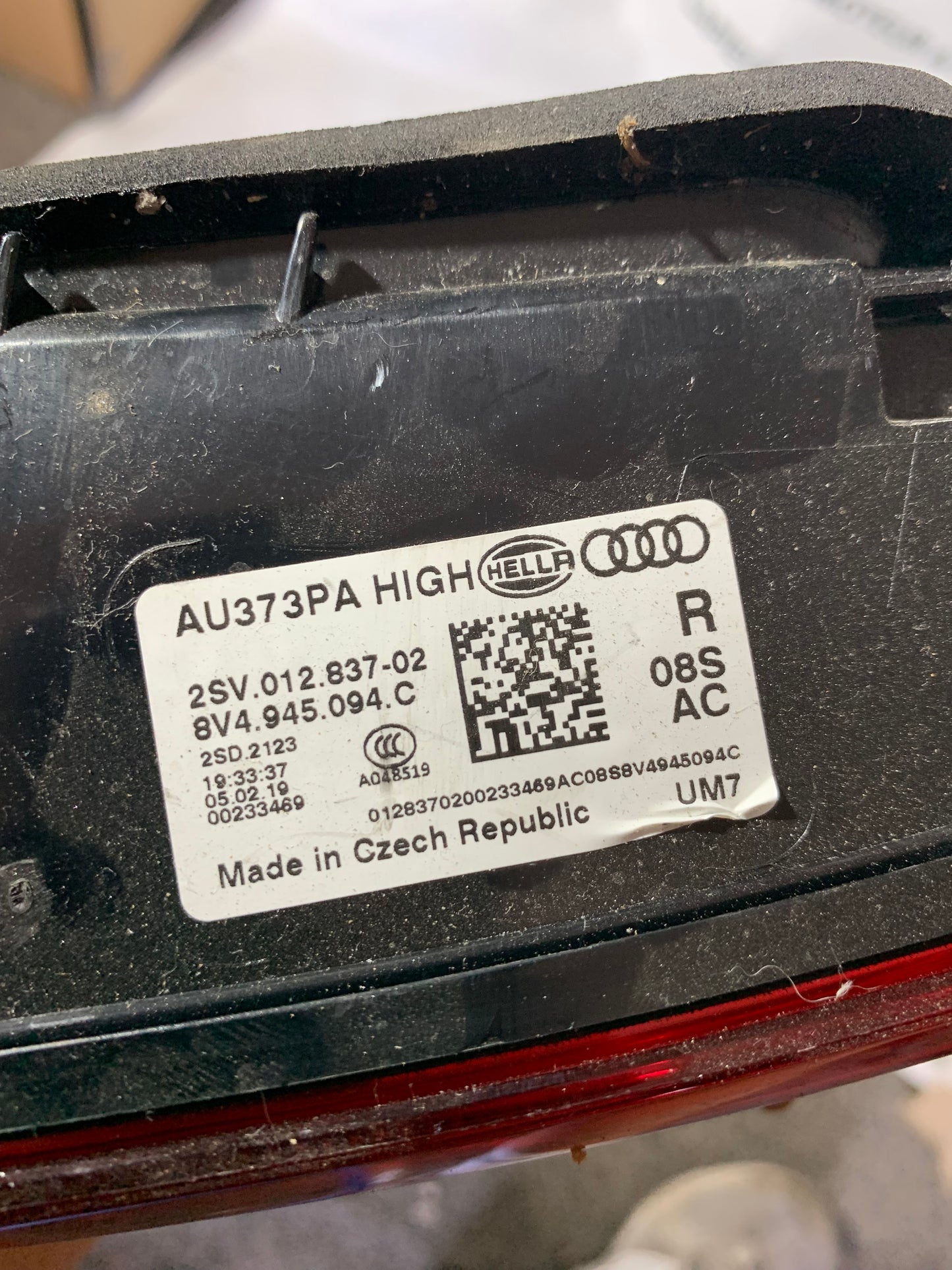 Feu arrière droit intérieur Audi A3 8V