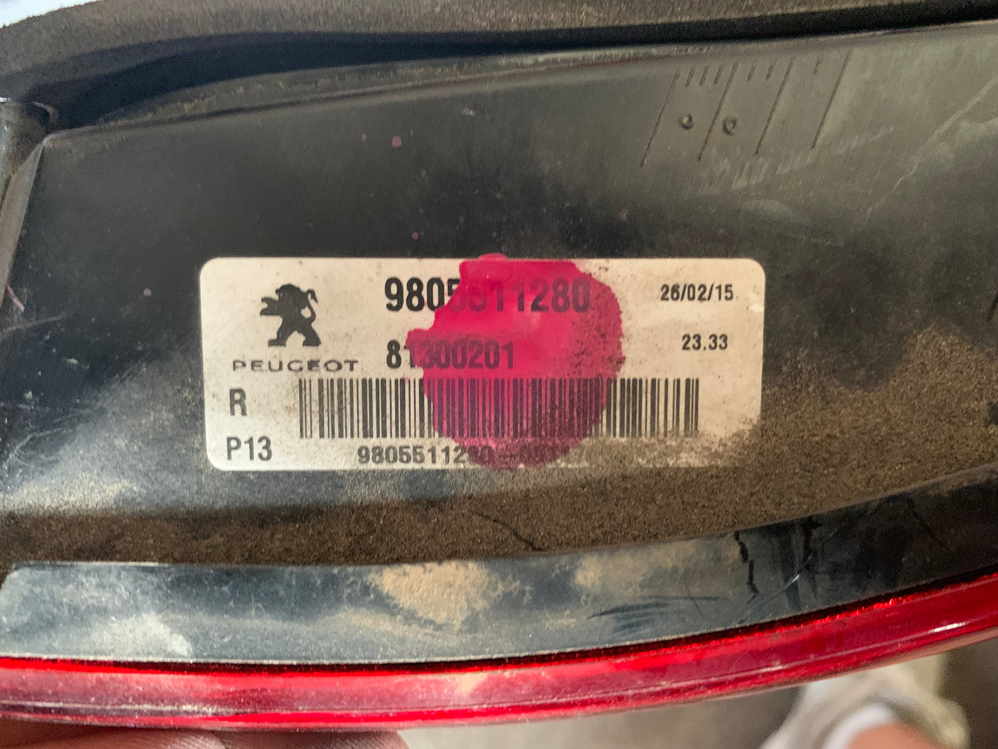 Feu arrière droit intérieur Peugeot 3008 1 phase 2