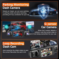 Dashcam 4 canaux WiFi 1080P — Vision nocturne, enregistrement en boucle, surveillance parking