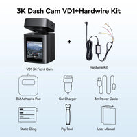 Dashcam Baseus VD1 3K avant + 1080P arrière — GPS intégré, supercondensateur, surveillance parking 24h/24