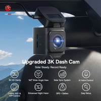 Dashcam Baseus VD1 3K avant + 1080P arrière — GPS intégré, supercondensateur, surveillance parking 24h/24