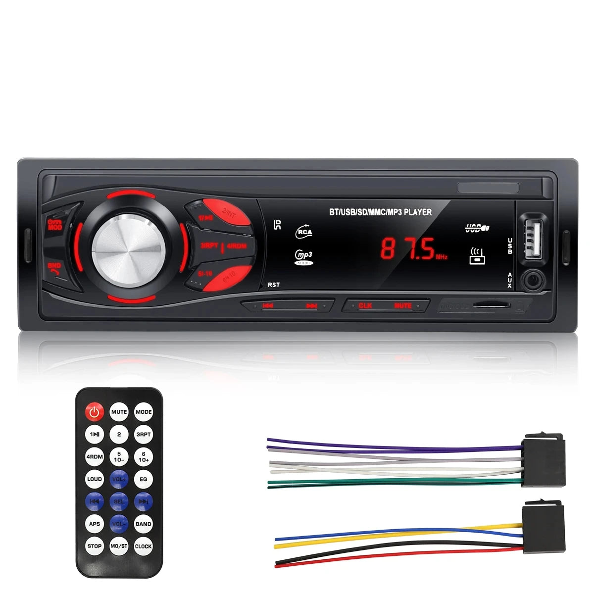 Autoradio Universel Bluetooth 4x15W avec Radio FM, USB, SD et Kit Mains Libres